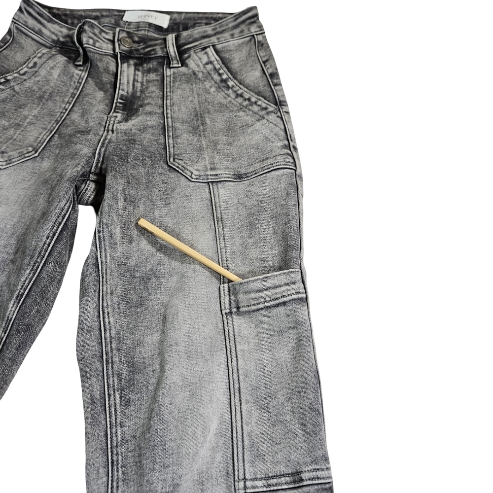 Vervet Distressed Wash Cargo Pants, Distressed Grey, Size 26 - Picture 3 of 14